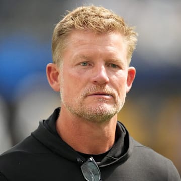 Aug 17, 2024; Inglewood, California, USA; Los Angeles Rams general manager Les Snead during the game against the Los Angeles Chargers at SoFi Stadium. Mandatory Credit: Kirby Lee-Imagn Images