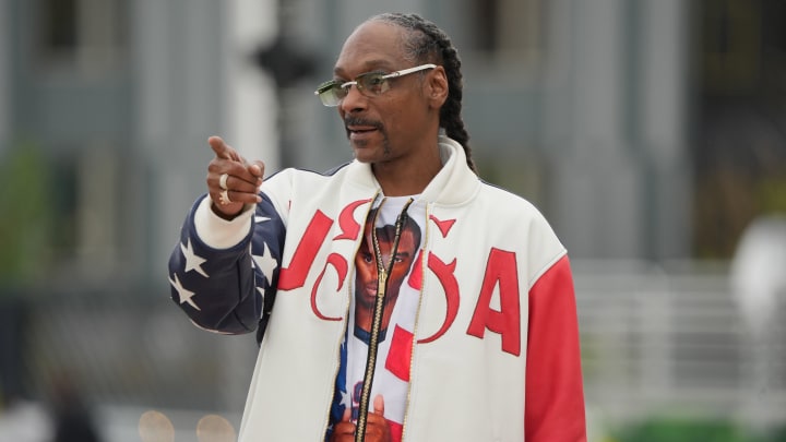 Snoop Dogg watches during the U.S. Olympic Team Trials at Hayward Field. 