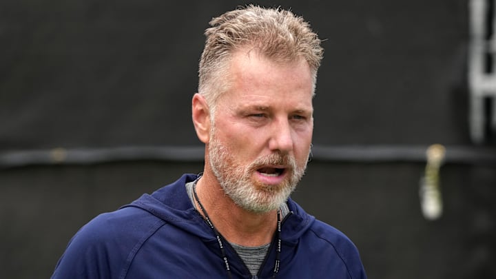 Dallas Cowboys defensive coordinator Matt Eberflus during training camp at the River Ridge Fields. 
