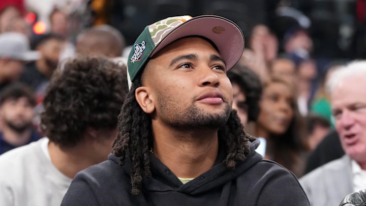 May 1, 2025; Inglewood, California, USA; Houston Texans quarterback C.J. Stroud attends game six of first round for the 2025 NBA Playoffs between the Denver Nuggets and the LA Clippers at Intuit Dome. Mandatory Credit: Kirby Lee-Imagn Images May 1, 2025; Inglewood, California, USA; Houston Texans quarterback C.J. Stroud attends game six of first round for the 2025 NBA Playoffs between the Denver Nuggets and the LA Clippers at Intuit Dome. Mandatory Credit: Kirby Lee-Imagn Images