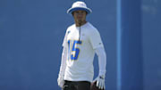 Los Angeles Chargers receiver Ladd McConkey looks on during offseason workouts at The Bolt. 