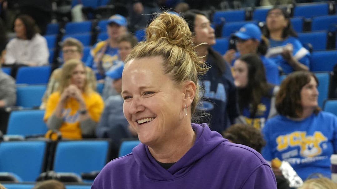 Feb 16, 2025; Los Angeles, California, USA; LA Sparks coach Lynne Roberts attends the game between the Michigan State Spartans and the UCLA Bruins at Pauley Pavilion presented by Wescom. Mandatory Credit: Kirby Lee-Imagn Images