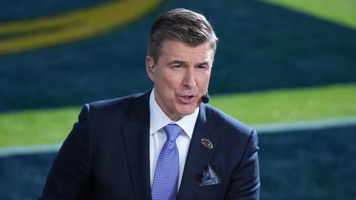 Jan 1, 2024; Pasadena, CA, USA; Rece Davis on the ESPN College Gameday set at the 2024 Rose Bowl college football playoff semifinal game at Rose Bowl. Mandatory Credit: Kirby Lee-USA TODAY Sports