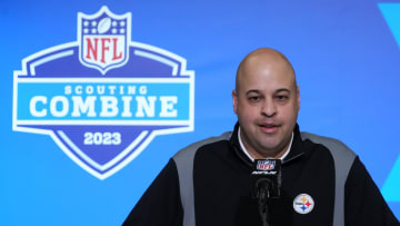 Feb 28, 2023; Indianapolis, IN, USA; Pittsburgh Steelers general manager Omar Khan during the NFL