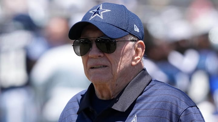 Dallas Cowboys owner Jerry Jones at training camp at the River Ridge Fields. Dallas Cowboys owner Jerry Jones at training camp at the River Ridge Fields.