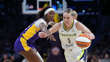 Wings guard Paige Bueckers scored a career-high 44 points against the Sparks on Wednesday.