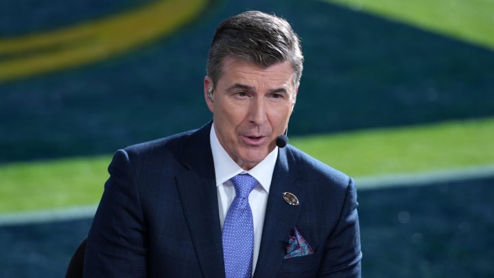 Jan 1, 2024; Pasadena, CA, USA; Rece Davis on the ESPN College Gameday set at the 2024 Rose Bowl college football playoff semifinal game at Rose Bowl. Mandatory Credit: Kirby Lee-USA TODAY Sports