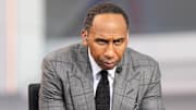Stephen A. Smith on the ESPN NBA Countdown live set at Intuit Dome. 