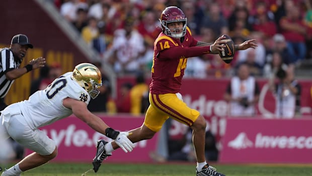 USC Trojans Lincoln Riley Jayden Maiava Husan Longstreet Starting Quarterback Big Ten Media Day