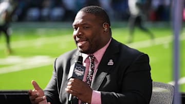 Oct 8, 2023; London United Kingdom, NFL Network commentator Maurice Jones-Drew during an NFL International Series game at Tottenham Hotspur Stadium. Mandatory Credit: Kirby Lee-Imagn Images