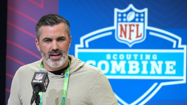 Cleveland Browns coach Kevin Stefanski speaks during the 2025 NFL Scouting Combine at the Indiana Convention Center. 