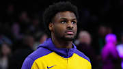 Los Angeles Lakers guard Bronny James during the game against the San Antonio Spurs.