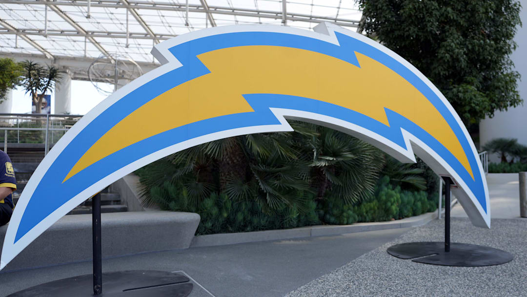 The Los Angeles Chargers logo at SoFi Stadium.
