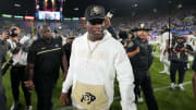 Oct 28, 2023; Pasadena, California, USA; Colorado Buffaloes head coach Deion Sanders leaves the field after the game against the UCLA Bruins at Rose Bowl. UCLA defeated Colorado 28-16. Mandatory Credit: Kirby Lee-USA TODAY Sports