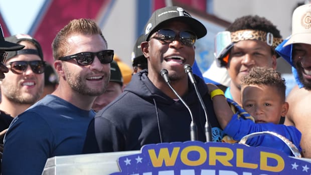 Los Angeles Rams coach Sean McVay and Atlanta Falcons coach Raheem Morris