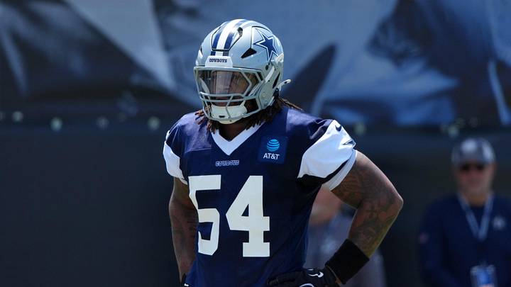 Jul 26, 2025; Oxnard, CA, USA; Dallas Cowboys defensive end Sam Williams (54) at training camp at the River Ridge Fields.