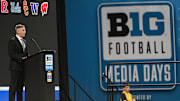 Big Ten commissioner Tony Petitti speaks to the media during the Big Ten football media day