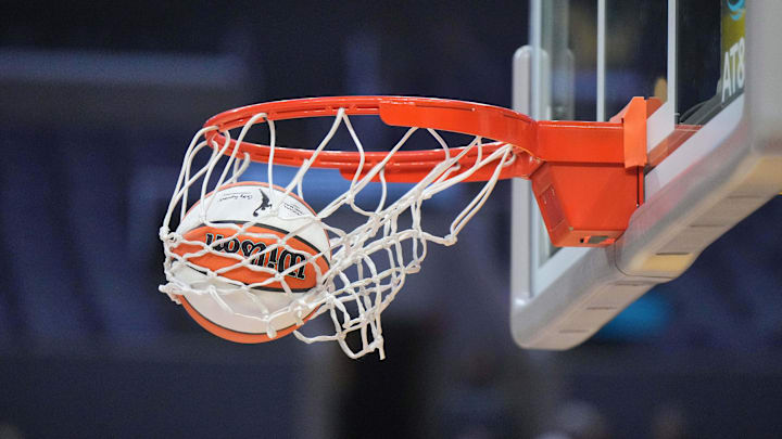 Aug 15, 2024; Los Angeles, California, USA; A WNBA official Wilson Evo NXT basketball approaches the rim and net at Crypto.com Arena. Mandatory Credit: Kirby Lee-Imagn Images Aug 15, 2024; Los Angeles, California, USA; A WNBA official Wilson Evo NXT basketball approaches the rim and net at Crypto.com Arena. Mandatory Credit: Kirby Lee-Imagn Images