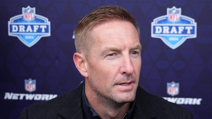 Apr 24, 2024; Detroit, MI, USA; NFL Network analyst Joel Klatt speaks to the media at the Play Football Prospect Clinic at The Corner Ballpark. Mandatory Credit: Kirby Lee-Imagn Images