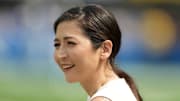 Mina Kimes attends the game between the Los Angeles Rams and the Los Angeles Chargers.