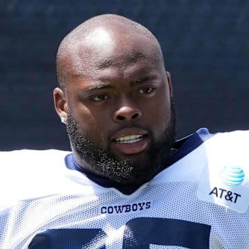 Dallas Cowboys guard Robert Jones (65) at training camp at the River Ridge Fields.