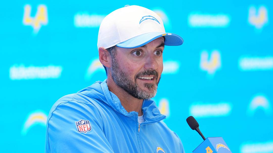 Aug 7, 2025; El Segundo, CA, USA; Los Angeles Chargers defensive coordinator Jesse Minter at press conference during training camp at The Bolt. Mandatory Credit: Kirby Lee-Imagn Images