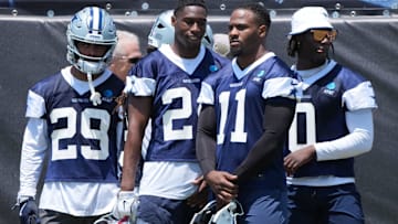 Former Penn State football and Dallas Cowboys defenseman Micah Parsons (11) during training camp at the River Ridge Fields.