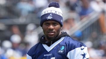 Jul 26, 2025; Oxnard, CA, USA; Dallas Cowboys defensive end Micah Parsons (11) at training camp at the River Ridge Fields. Mandatory Credit: Kirby Lee-Imagn Images