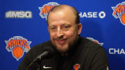 Dec 18, 2023; Los Angeles, California, USA; New York Knicks coach Tom Thibodeau at a press conference at the Crypto.com Arena.