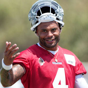 Dallas Cowboys quarterback Dak Prescott at training camp at the River Ridge Fields.