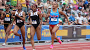 Jun 8, 2024; Eugene, OR, USA; McKenzie Long of Mississippi (right) defeats Jayla Jamison (left) and JaMeesia Ford (center) of South Carolina to win the women's 200m in 21.83 during the NCAA Track and Field Championships at Hayward Field. Kirby Lee-Imagn Images