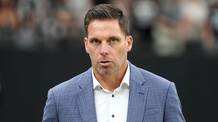 Sep 22, 2024; Paradise, Nevada, USA; Carolina Panthers general manager Dan Morgan during the game against the Las Vegas Raiders at Allegiant Stadium. Mandatory Credit: Kirby Lee-Imagn Images