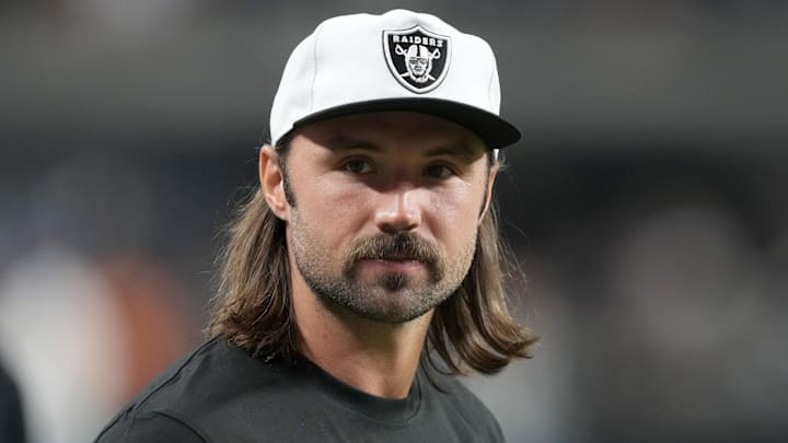 Aug 23, 2024; Paradise, Nevada, USA; Las Vegas Raiders quarterback Gardner Minshew watches from the sidelines against the San Francisco 49ers at Allegiant Stadium. Mandatory Credit: Kirby Lee-Imagn Images