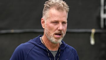 Dallas Cowboys defensive coordinator Matt Eberflus during training camp at the River Ridge Fields.