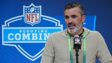 Feb 27, 2025; Indianapolis, IN, USA; Cleveland Browns coach Kevin Stefanski speaks during the 2025 NFL Scouting Combine at the Indiana Convention Center. 