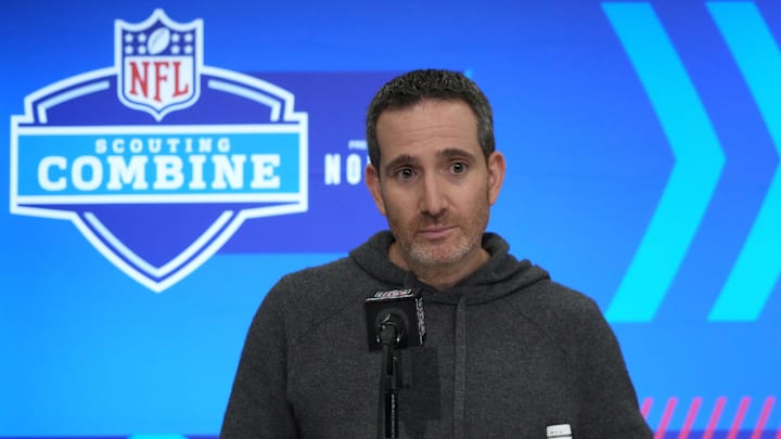 Feb 27, 2024; Indianapolis, IN, USA; Philadelphia Eagles general manager Howie Roseman during the NFL Scouting Combine at Indiana Convention Center. Mandatory Credit: Kirby Lee-Imagn Images