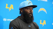 Los Angeles Chargers linebackers coach NaVorro Bowman during a press conference at the Hoag Performance Center. Mandatory Credit: Kirby Lee-USA TODAY Sports