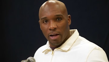  Houston Texans coach DeMeco Ryans speaks during the NFL Scouting Combine at the Indiana Convention Center.
