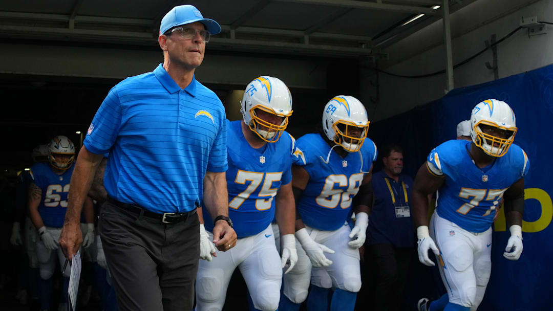Chargers head coach Jim Harbaugh