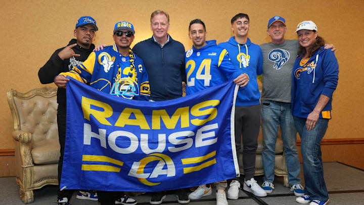 Los Angeles Rams fans at the NFL Draft Fan Forum. Mandatory Credit: Kirby Lee-Imagn Images