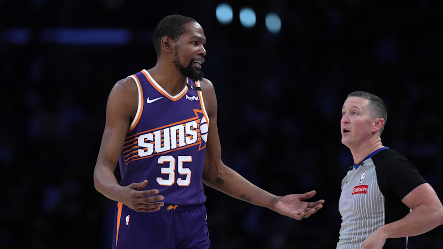 Phoenix Suns forward Kevin Durant on Mar 16, 2025. | Kirby Lee-Imagn Images