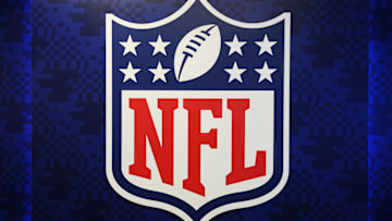Oct 17, 2024; London, United Kingdom; The NFL shield logo at the NFL Shop at Wembley Stadium. Mandatory Credit: Kirby Lee-Imagn Images