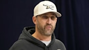 Nick Sirianni speaks during the NFL combine.