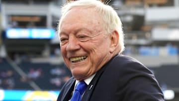 Dallas Cowboys owner Jerry Jones reacts during the game against the Los Angeles Chargers at SoFi Stadium.