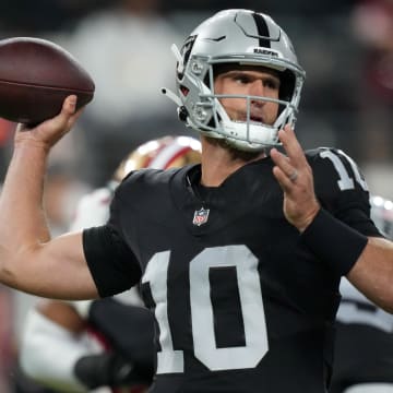 The Atlanta Falcons signed quarterback Nathan Peterman, last with the Las Vegas Raiders, to their practice squad Tuesday.