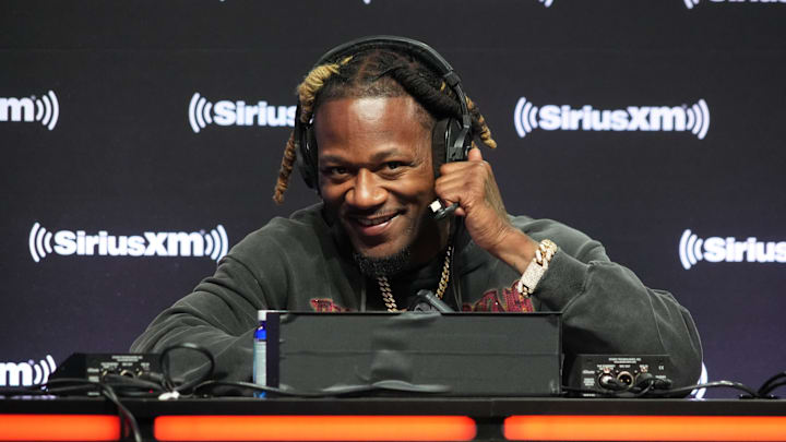 Adam 'Pacman' Jones on the SiriusXM Sports set on radio row.