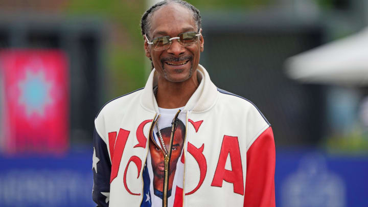 Jun 23, 2024; Eugene, OR, USA; Snoop Dogg watches during the US Olympic Team Trials at Hayward Field. Mandatory Credit: Kirby Lee-USA TODAY Sports