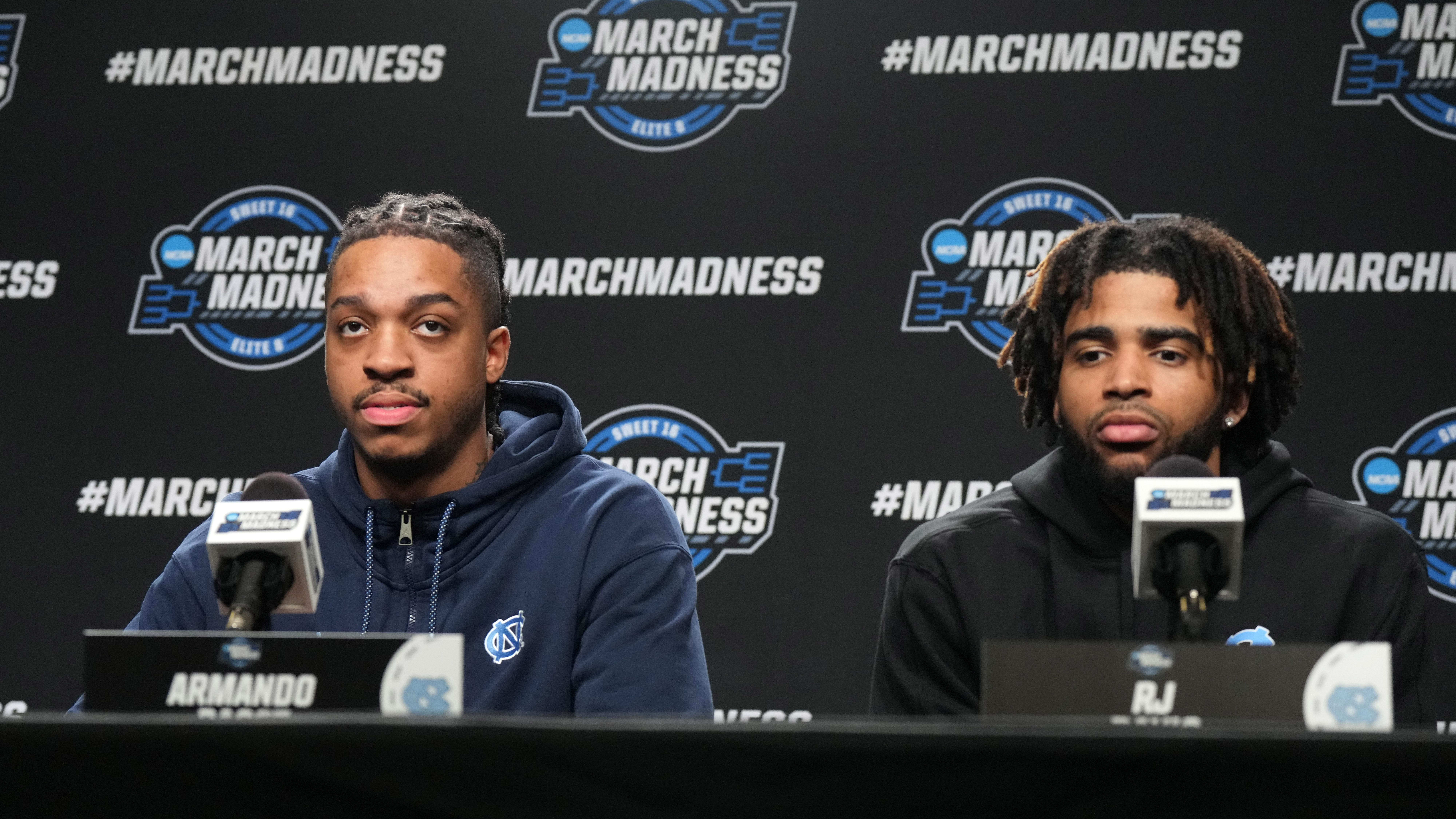 UNC basketball stars Armando Bacot and RJ Davis