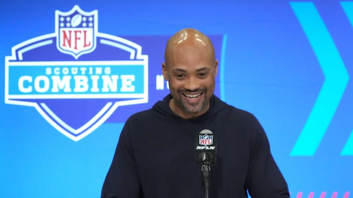 Feb 27, 2024; Indianapolis, IN, USA; Atlanta Falcons general manager Terry Fontenot during the NFL Scouting Combine at Indiana Convention Center. Mandatory Credit: Kirby Lee-Imagn Images