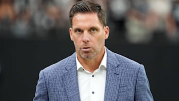 Carolina Panthers general manager Dan Morgan during the game against the Las Vegas Raiders at Allegiant Stadium.